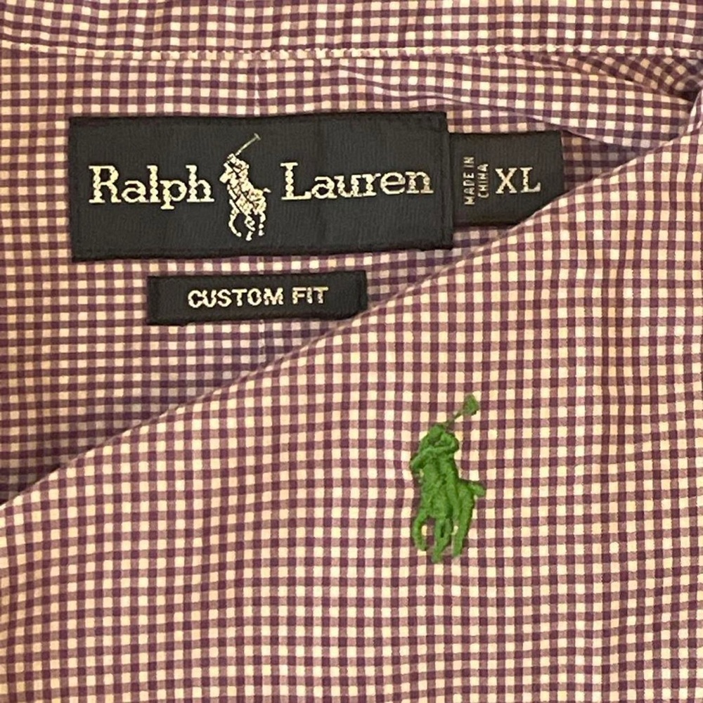Polo Ralph Lauren Men’s XL Long Sleeve Button Down Shirt Purple Gingham Custom